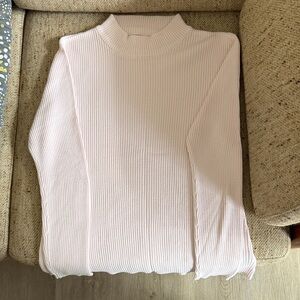 Yarnworks Ribbed Mock Neck Sweater in Soft Pink